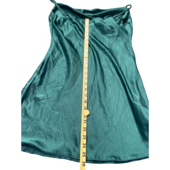 Nasty Gal Cowl Neck Satin Mini Slip Dress Spaghetti Straps Green - Size 12 - Picture 11 of 14
